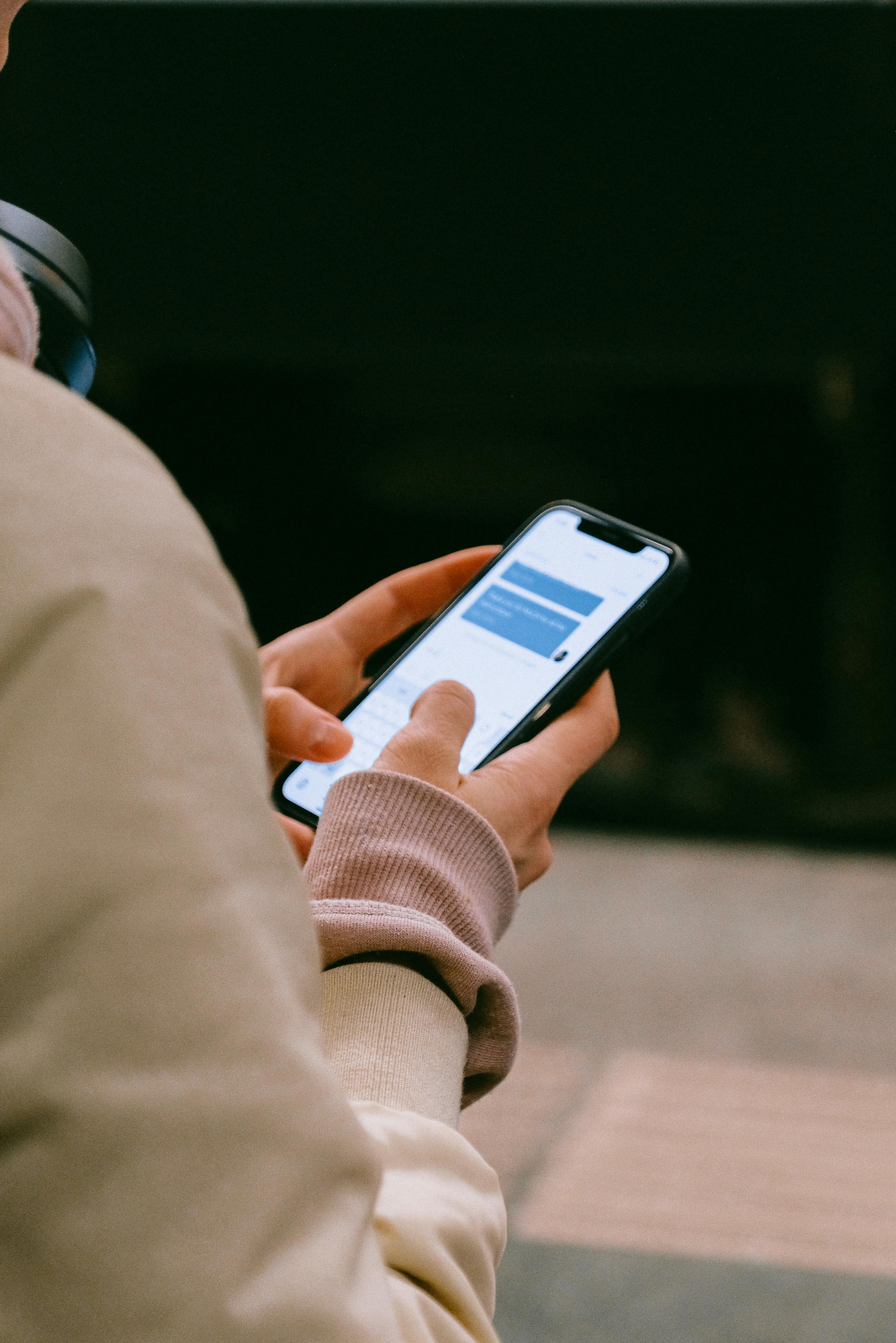 person messaging photo